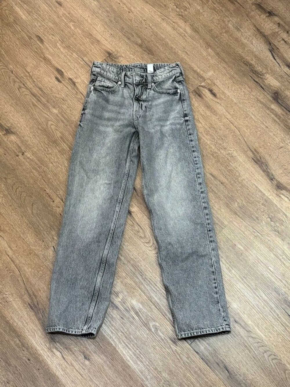 &Denim by H&M Baggy Low Waist Jeans Size 0 Grey Acid Wash